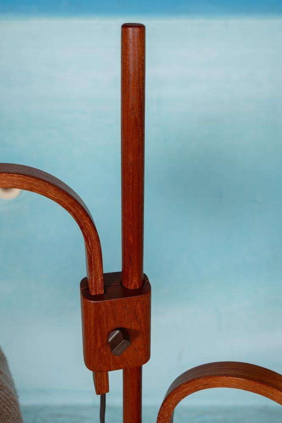 Image 1 of Japandi vloerlamp Domus Denmark, vintage arch lamp teak