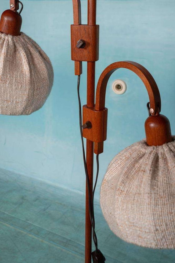 Image 1 of Japandi vloerlamp Domus Denmark, vintage arch lamp teak