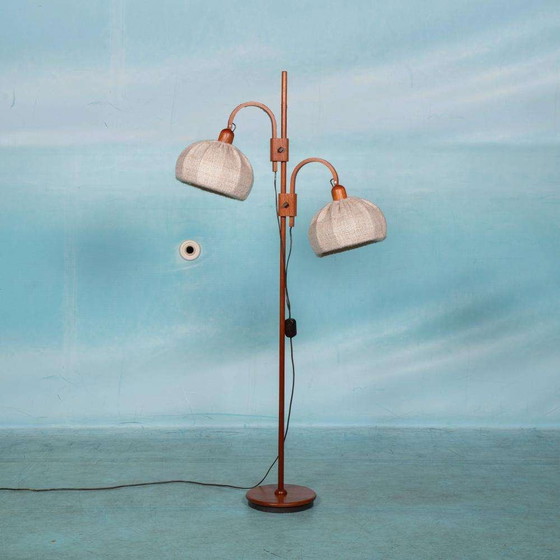 Image 1 of Japandi vloerlamp Domus Denmark, vintage arch lamp teak