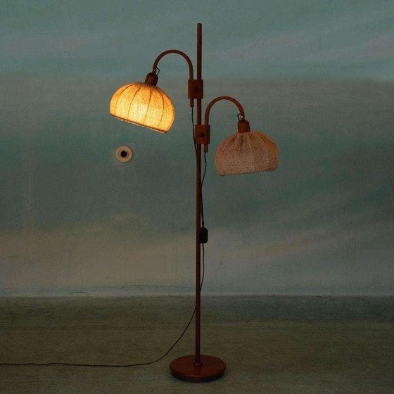 Image 1 of Japandi vloerlamp Domus Denmark, vintage arch lamp teak