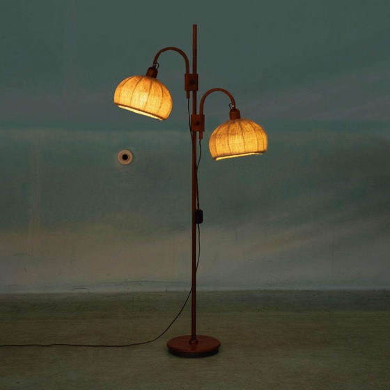 Image 1 of Japandi vloerlamp Domus Denmark, vintage arch lamp teak