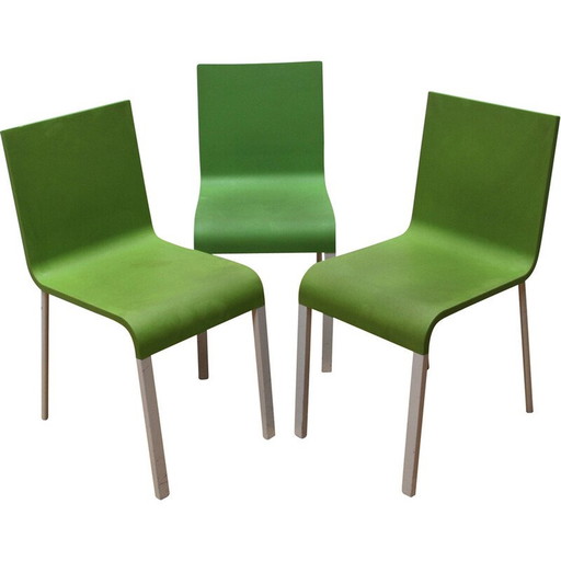 Vintage ".03" stoelen in groen plastic en metaal van Martin Van Severen voor Vitra