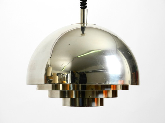Image 1 of Prachtige, zeldzame Mid Century Plafondlamp van de Vereinigte Werkstätten Volledig Verzilverd
