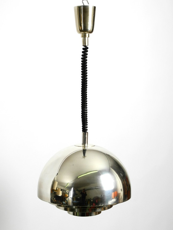 Image 1 of Prachtige, zeldzame Mid Century Plafondlamp van de Vereinigte Werkstätten Volledig Verzilverd
