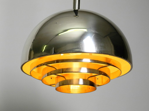 Prachtige, zeldzame Mid Century Plafondlamp van de Vereinigte Werkstätten Volledig Verzilverd