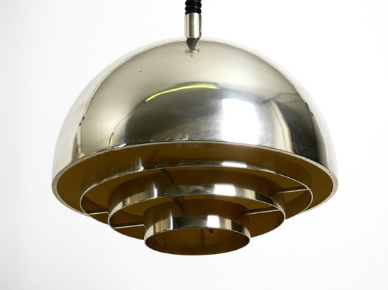 Image 1 of Prachtige, zeldzame Mid Century Plafondlamp van de Vereinigte Werkstätten Volledig Verzilverd