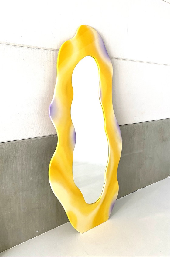 Image 1 of Art mirror hand painted, resin, yellow spiegel