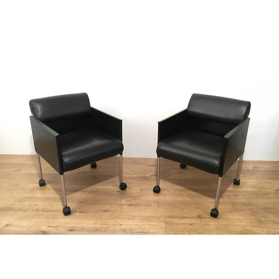 Image 1 of Set van 4 vintage leren fauteuils 1970