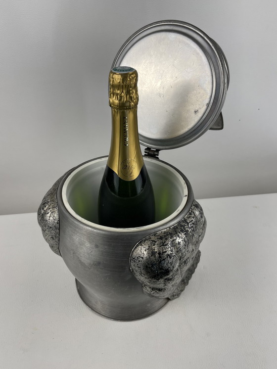 Image 1 of Uilvormende ijs- of champagneglazen emmer in verzilverd metaal