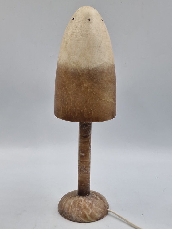 Image 1 of Koppel albast vintage mushroom lampen