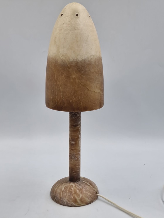 Image 1 of Koppel albast vintage mushroom lampen