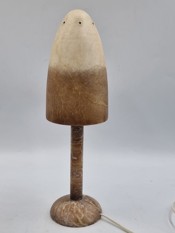 Image 1 of Koppel albast vintage mushroom lampen