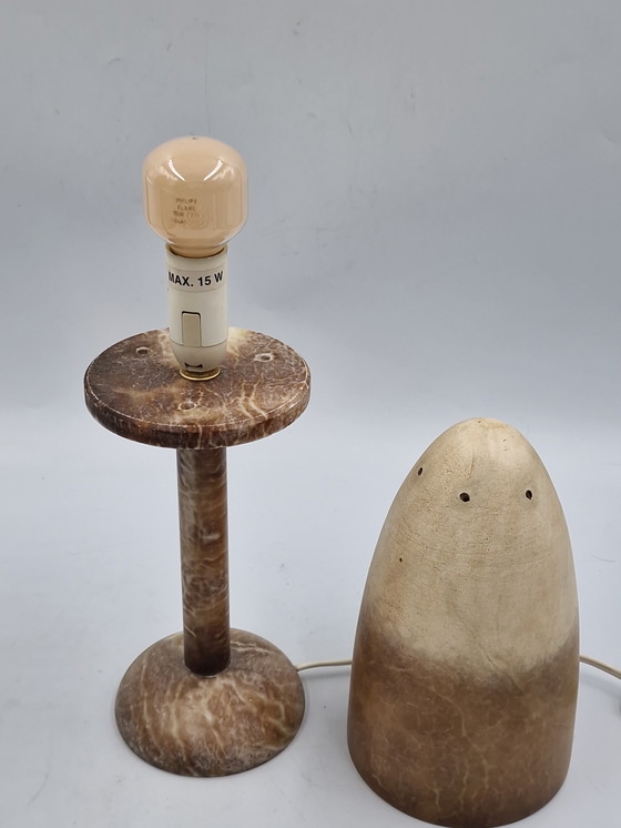 Image 1 of Koppel albast vintage mushroom lampen