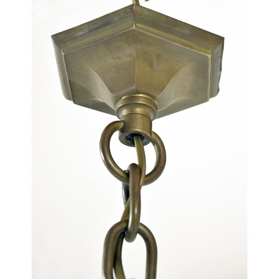 Image 1 of Vintage hanglamp van massief messing, jaren 1920