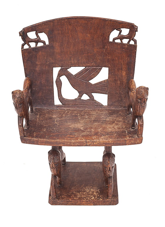 Image 1 of Set van 4 gebeeldhouwde fauteuils, 1950