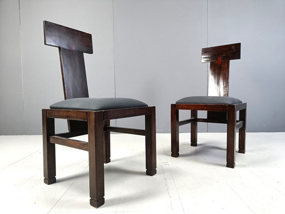 Image 1 of Set van 5 constructivistische eetkamerstoelen van Roche Bobois, 1970S