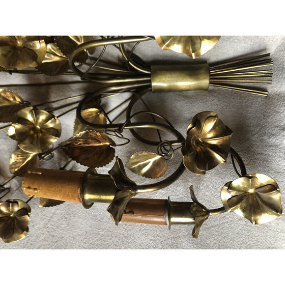 Image 1 of Paar vintage "Flower" wandlampen van verguld metaal met 4 lampjes, 1960
