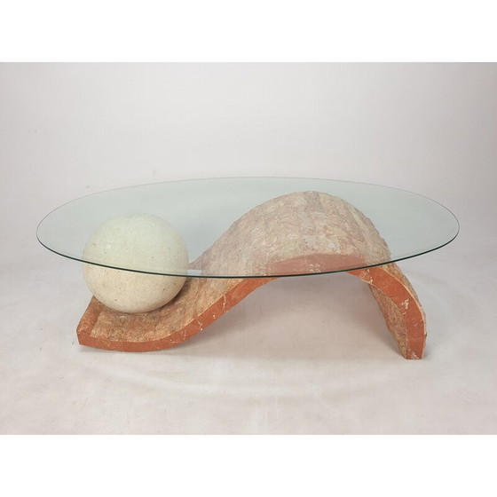 Image 1 of Vintage fossiele stenen salontafel door Magnussen Ponte, 1980