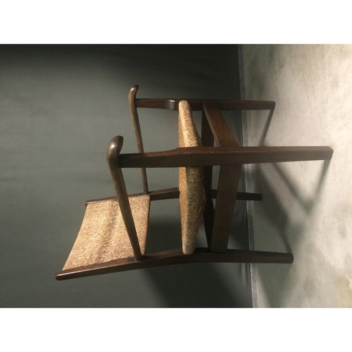 Vintage fauteuil in eiken en biezen, Nederland 1930