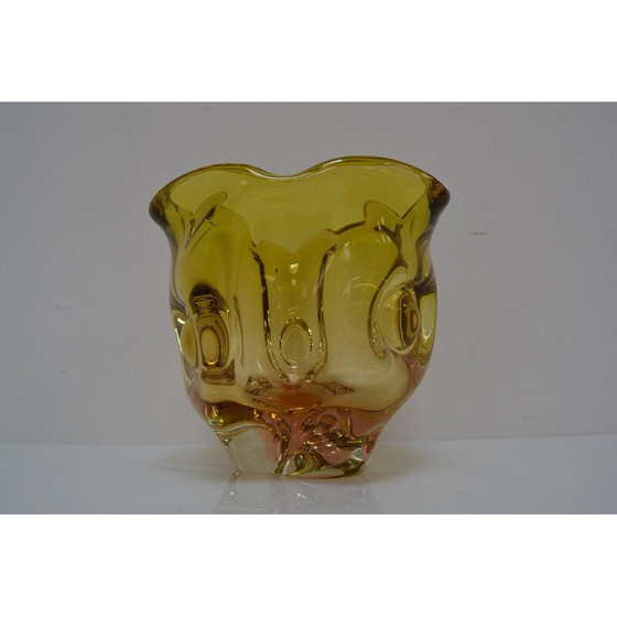 Image 1 of Vintage Art glazen kom van Josef Hospodka voor Glasswork Chribska, Tsjecho-Slowakije 1960