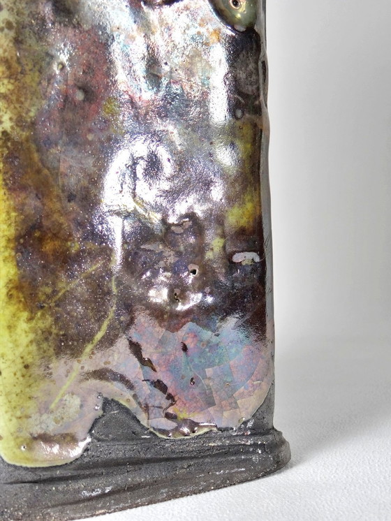 Image 1 of Grote Vintage Art Raku Vaas Gesigneerd