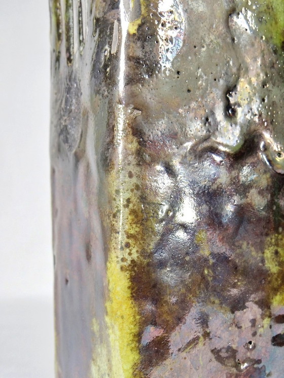 Image 1 of Grote Vintage Art Raku Vaas Gesigneerd