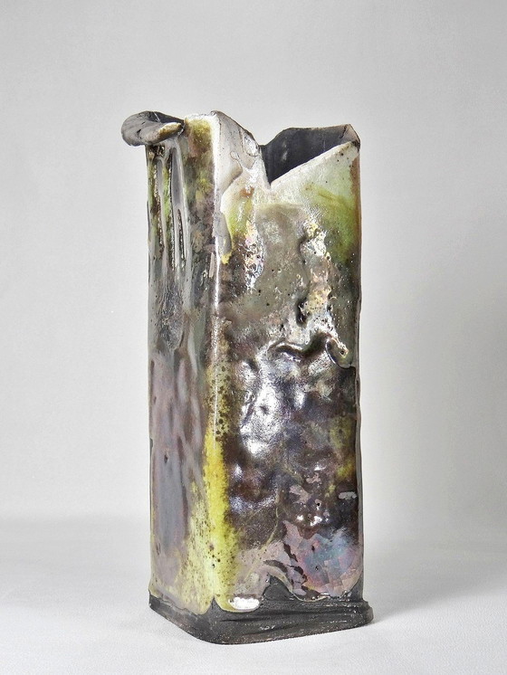 Image 1 of Grote Vintage Art Raku Vaas Gesigneerd