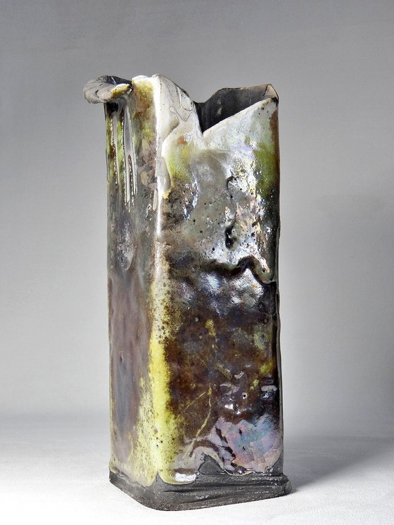 Image 1 of Grote Vintage Art Raku Vaas Gesigneerd