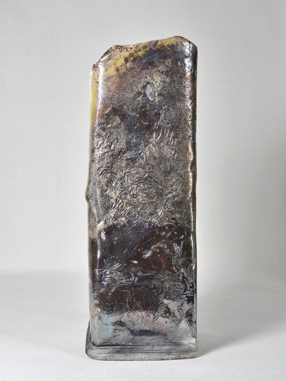 Image 1 of Grote Vintage Art Raku Vaas Gesigneerd