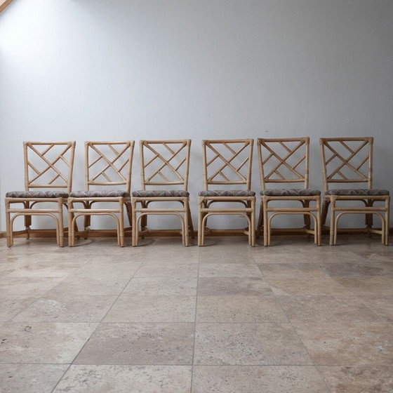 Image 1 of Set van 6 vintage Chippendale stoelen in imitatie bamboe Holland 1970