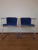 2x Vintage chromen stoelen