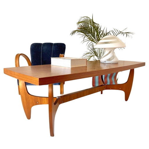 1X Midcentury Modern Italiaans Groot Houten Sofa Tafel