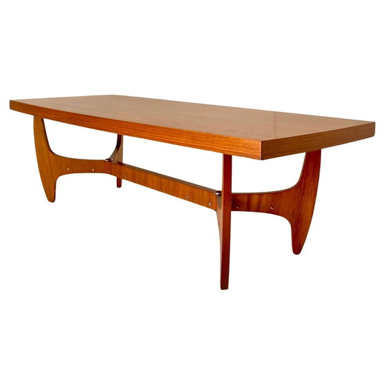 Image 1 of 1X Midcentury Modern Italiaans Groot Houten Sofa Tafel