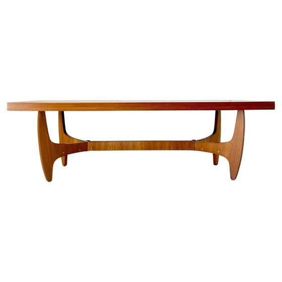 Image 1 of 1X Midcentury Modern Italiaans Groot Houten Sofa Tafel