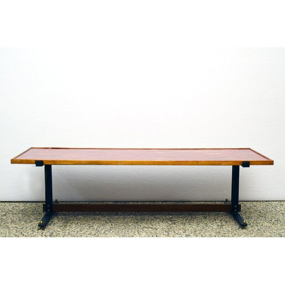 Image 1 of Vintage salontafel van hout en geëmailleerd koper, Italië 1950