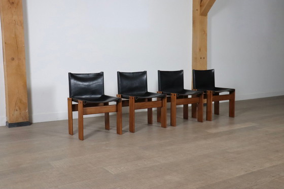 Image 1 of Set van 4 Monnik Eetkamerstoelen Door Afra en Tobia Scarpa Voor Molteni Italië 1974