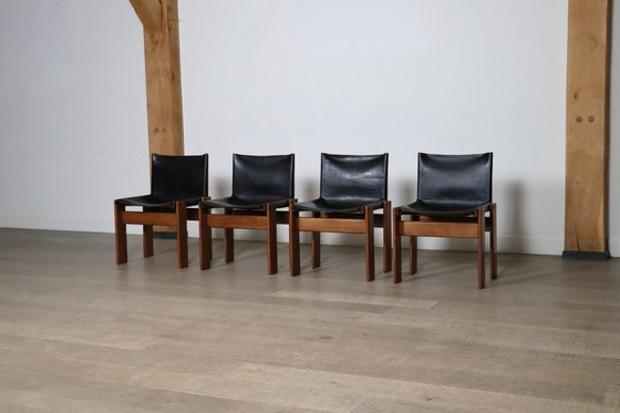 Image 1 of Set van 4 Monnik Eetkamerstoelen Door Afra en Tobia Scarpa Voor Molteni Italië 1974