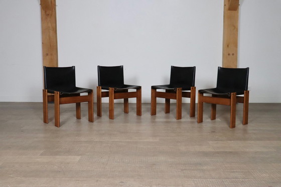 Image 1 of Set van 4 Monnik Eetkamerstoelen Door Afra en Tobia Scarpa Voor Molteni Italië 1974