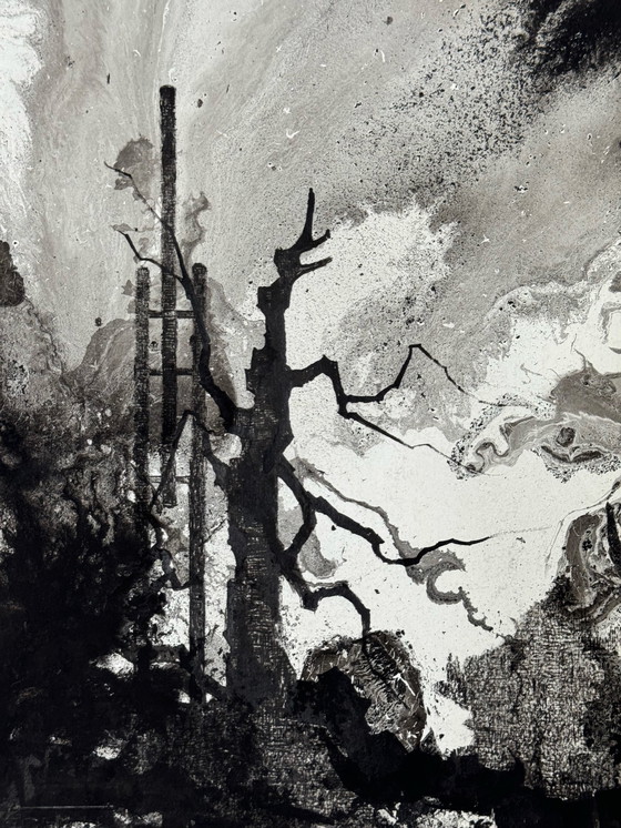 Image 1 of Surreëel landschap (Inktcompositie) 1978.- Eugene Eechaut (1928-2019)