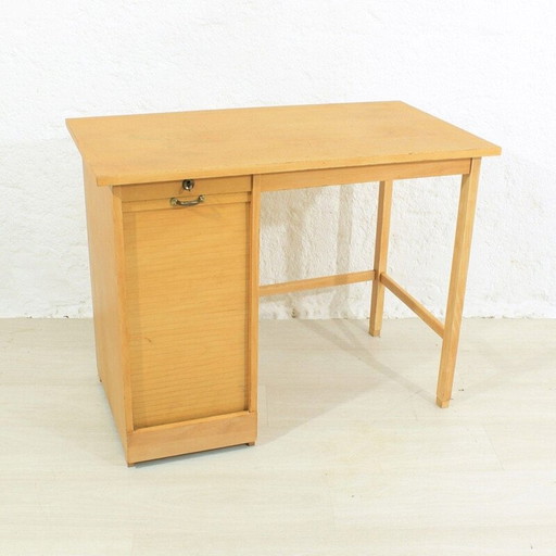 Vintage massief eiken en beuken shutter bureau, 1950