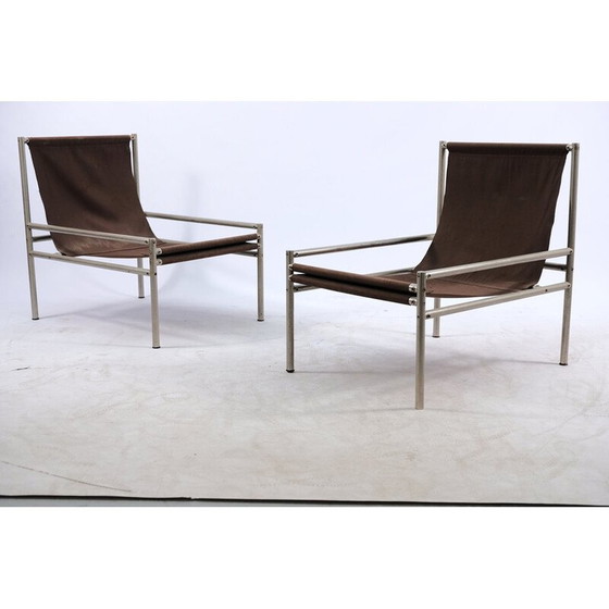 Image 1 of Paar vintage industriële stalen fauteuils, Duitsland 1949