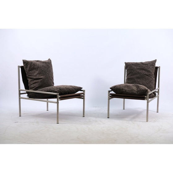 Image 1 of Paar vintage industriële stalen fauteuils, Duitsland 1949