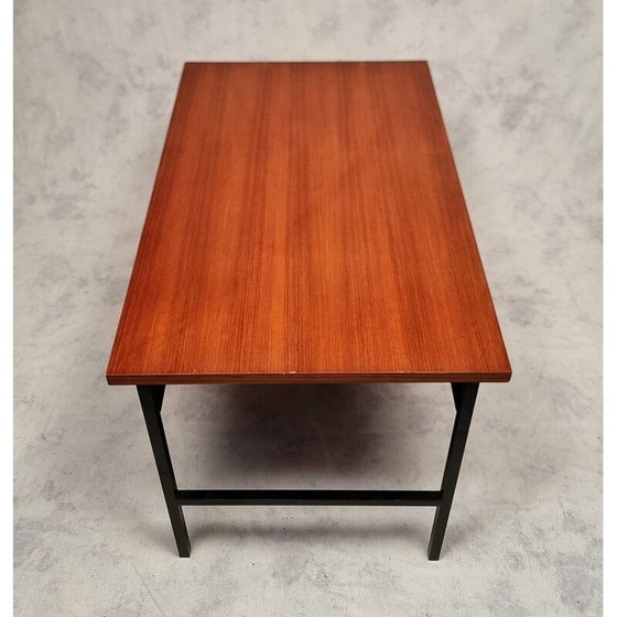 Image 1 of Vintage teak en verchroomd metalen bureau van Luigi Bartolini, 1960