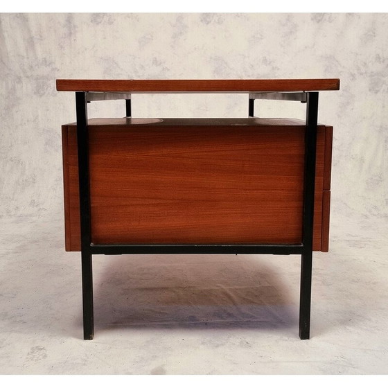 Image 1 of Vintage teak en verchroomd metalen bureau van Luigi Bartolini, 1960