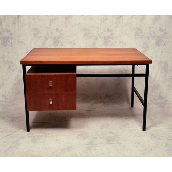 Image 1 of Vintage teak en verchroomd metalen bureau van Luigi Bartolini, 1960