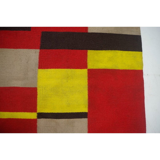 Image 1 of Vintage Bauhaus vloerkleed met geometrisch patroon, Tsjecho-Slowakije 1940