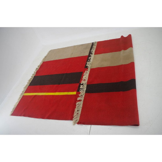 Image 1 of Vintage Bauhaus vloerkleed met geometrisch patroon, Tsjecho-Slowakije 1940