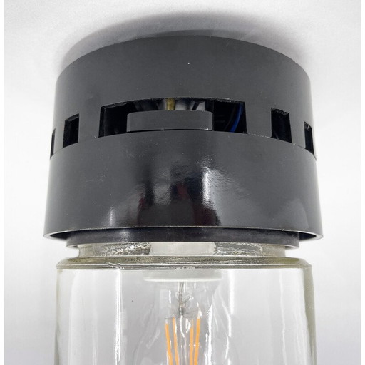 Vintage industriële plafondlamp van bakeliet en glas, Tsjecho-Slowakije 1950