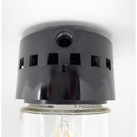 Image 1 of Vintage industriële plafondlamp van bakeliet en glas, Tsjecho-Slowakije 1950
