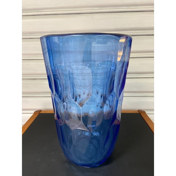 Image 1 of Vintage blauwe Murano glazen vaas van Alberto Dona, 1980